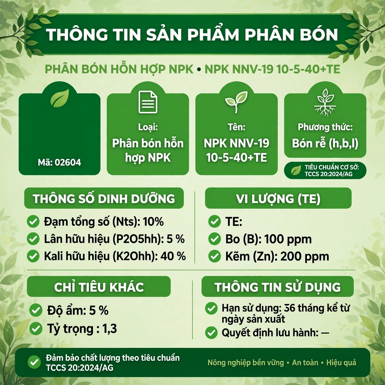 phân bón NPK bổ sung vi lượng TE