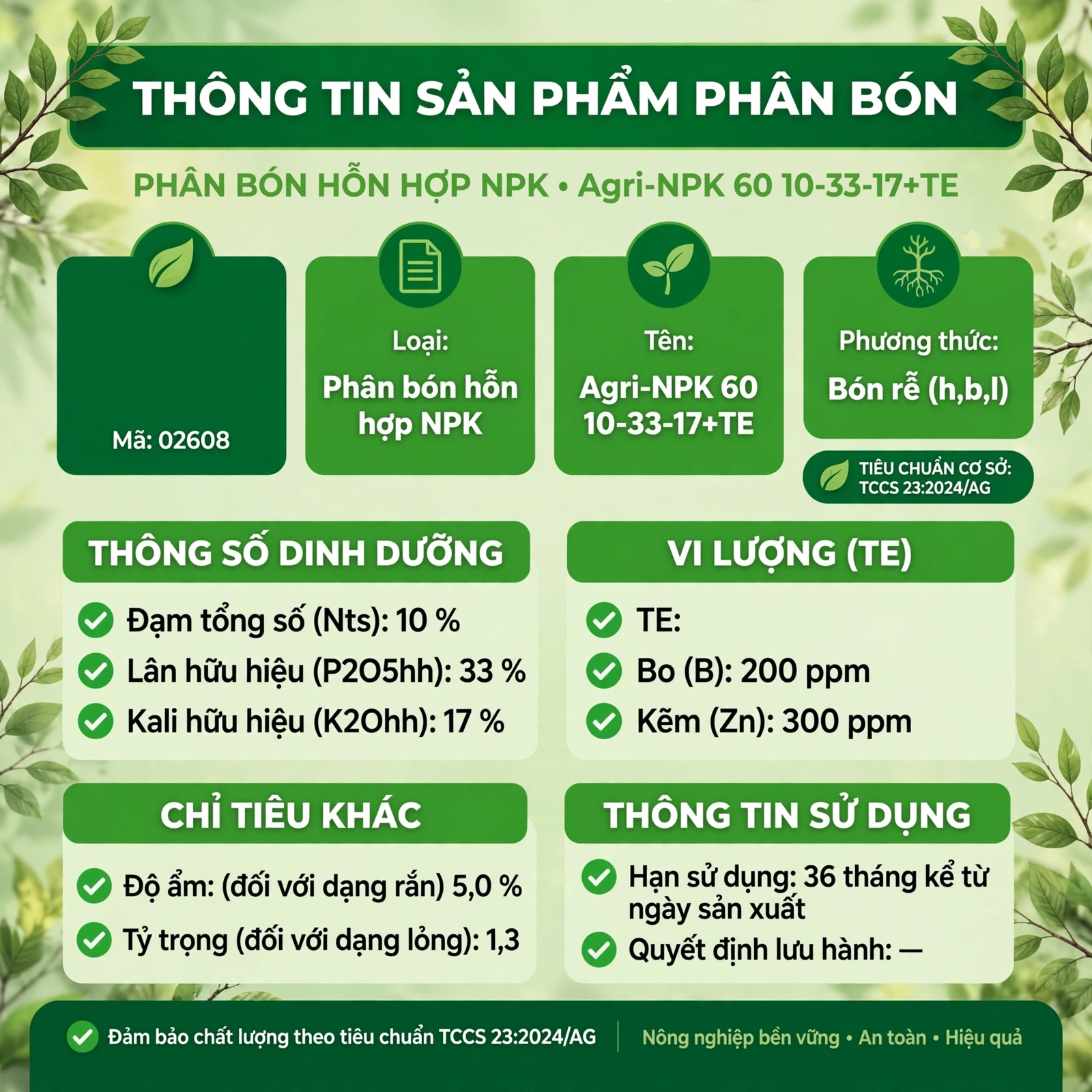 phân bón NPK bổ sung vi lượng TE