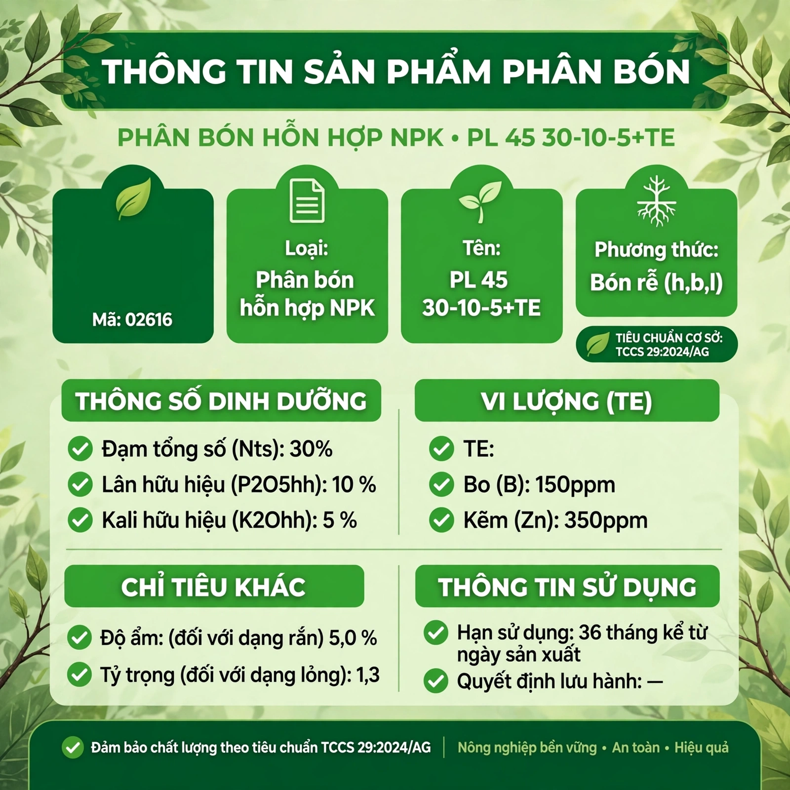 phân bón NPK bổ sung vi lượng TE