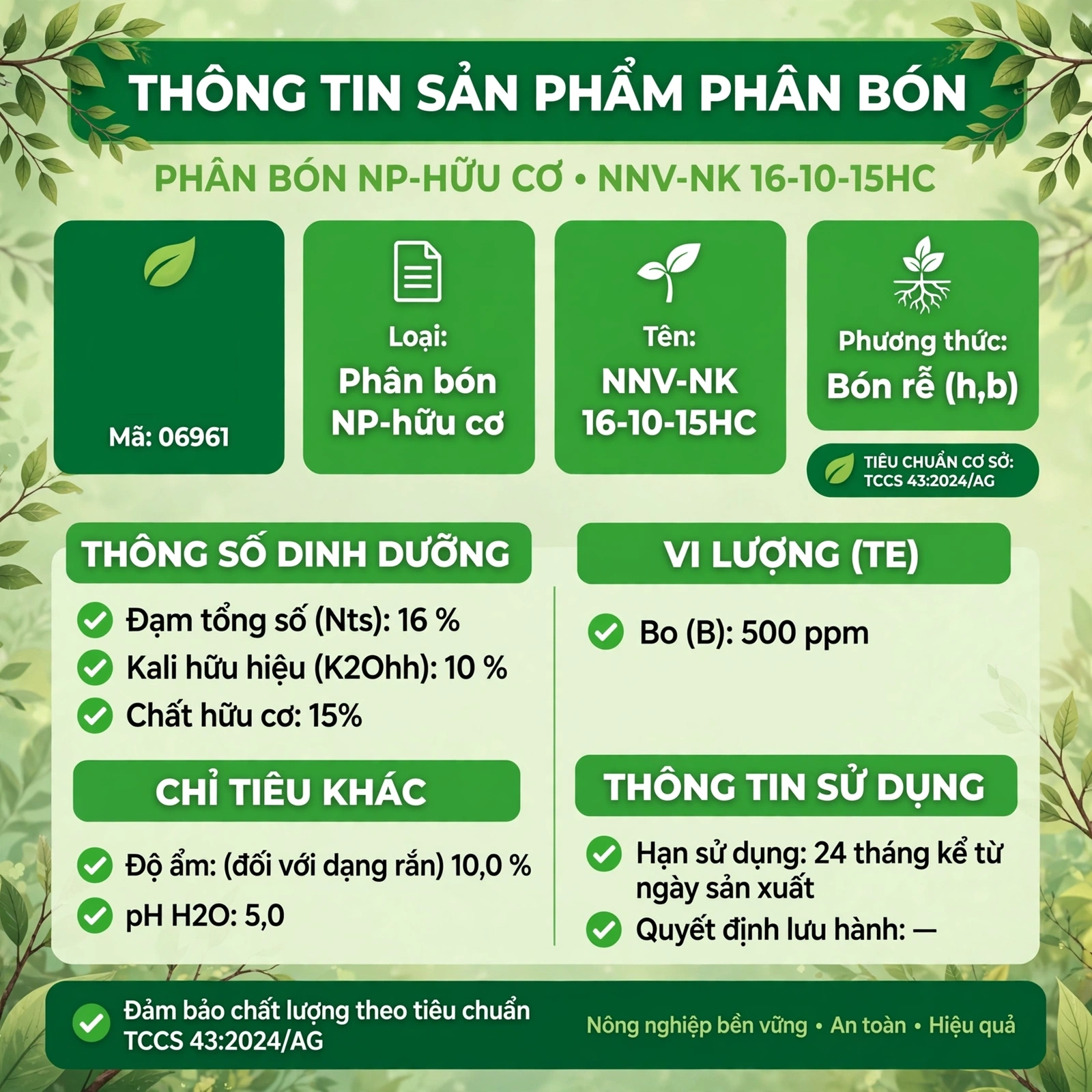 phân bón hữu cơ sinh học kết hợp NPK