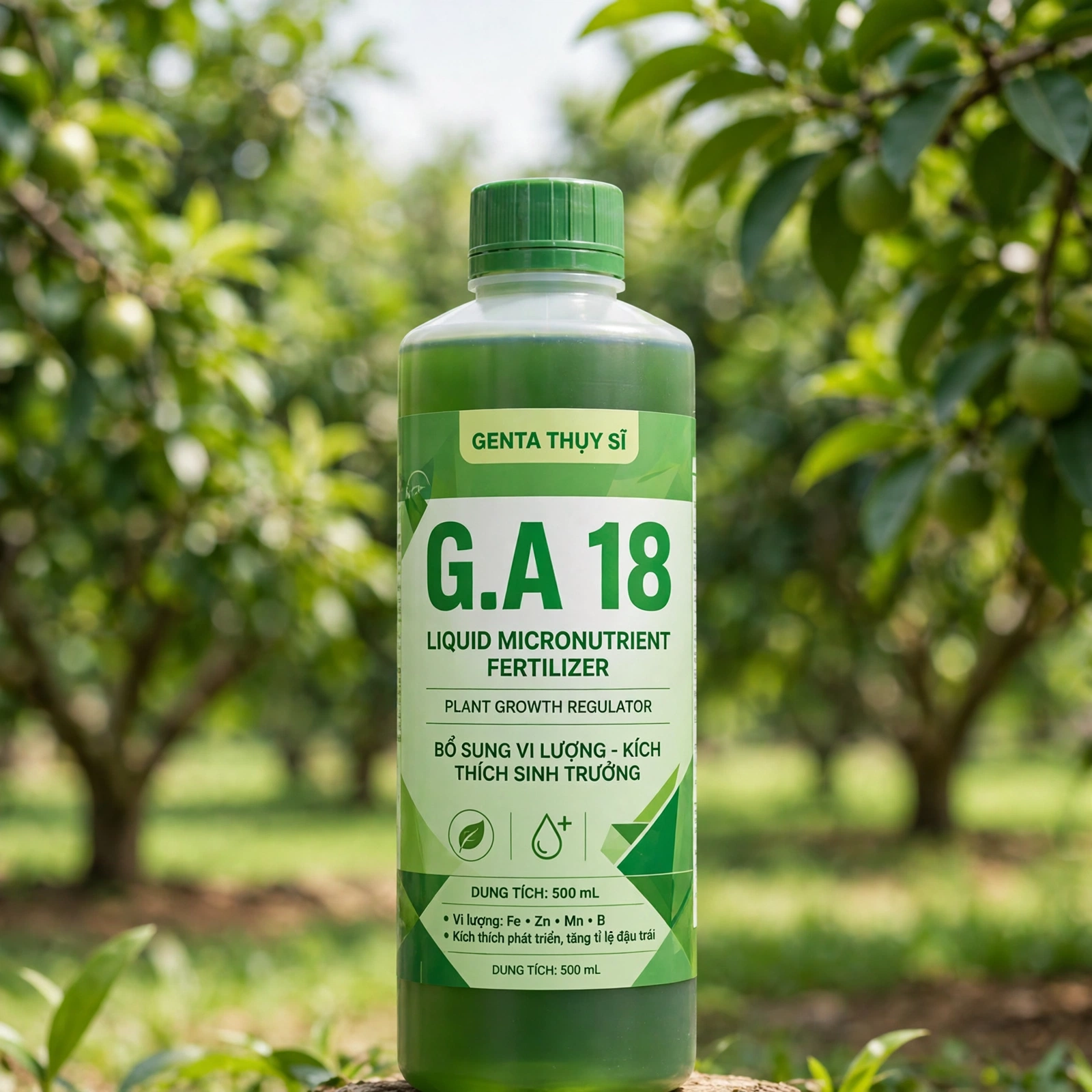 Chai phân bón vi lượng G.A 18 có chất điều hòa sinh trưởng của Công ty Cổ phần Genta Thụy Sĩ